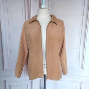 Studio Works Beige Faux Suede Zip Up Jacket